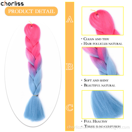 Wholesale Ombre Rainbow Passion Stretched Synthetic Braiding Hair Extensions African Crochet Jumbo Braids Hair
